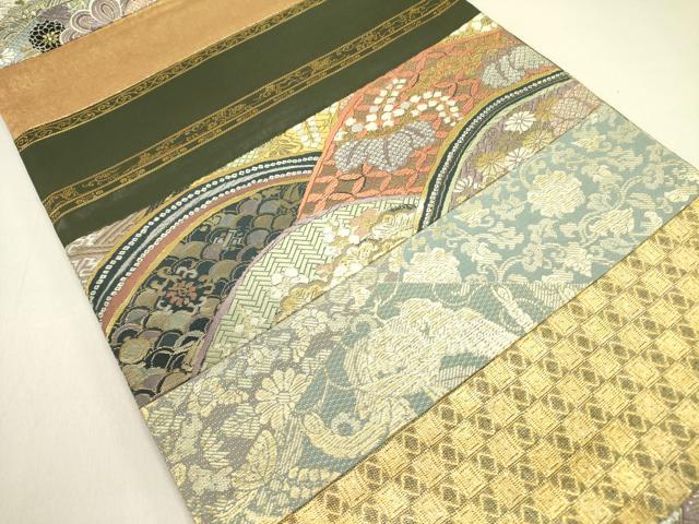 平和屋着物●全通柄袋帯　唐織　切嵌　横段花文　金糸　正絹　逸品　DABE1455op