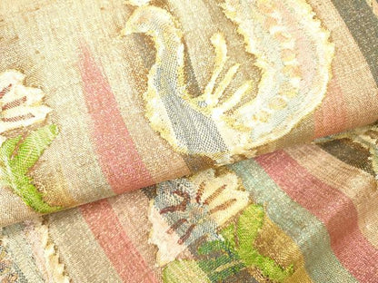 平和屋着物●太鼓柄袋帯　すくい織　花鳥文　金糸　正絹　逸品　DABE1456op