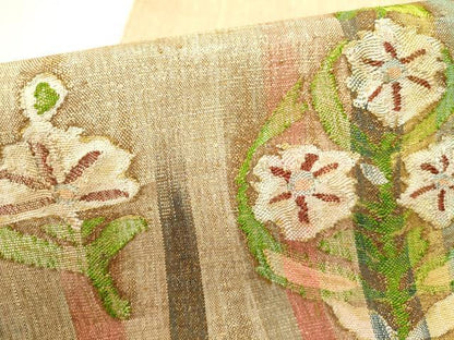 平和屋着物●太鼓柄袋帯　すくい織　花鳥文　金糸　正絹　逸品　DABE1456op