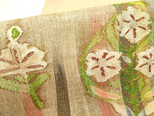 平和屋着物●太鼓柄袋帯　すくい織　花鳥文　金糸　正絹　逸品　DABE1456op