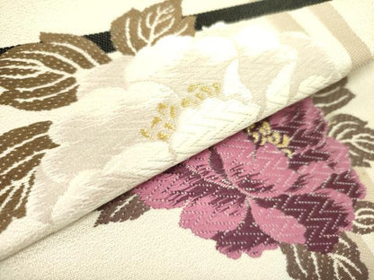 平和屋着物●太鼓柄　京袋帯　唐織　牡丹　金糸　正絹　逸品　DABE1460op