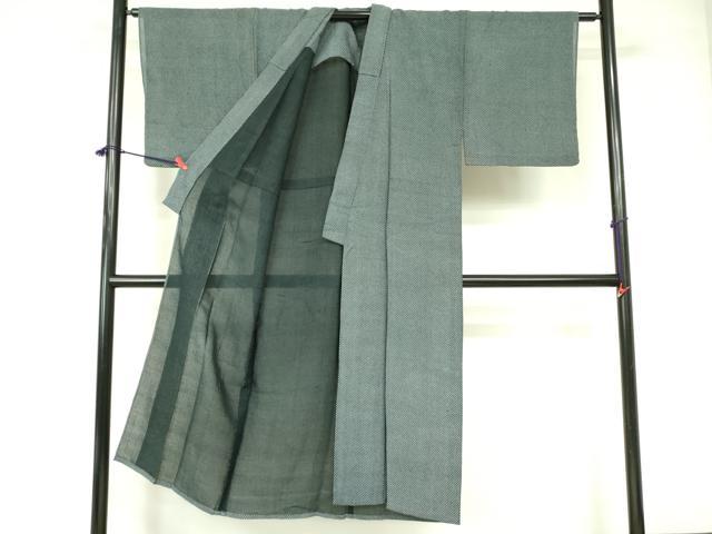 平和屋着物＊夏物 男性 お召 菱尽くし 正絹 逸品 DABE1464op