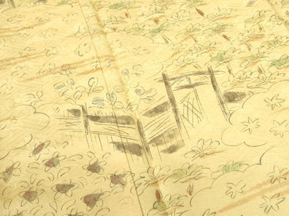 平和屋着物▽訪問着　単衣　手描き　風景花文　正絹　逸品　未使用　DABE1471op