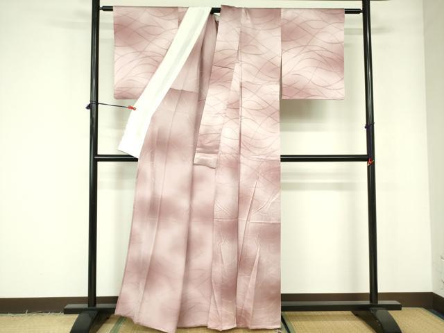 平和屋着物▽上質な小紋 単衣 芝文 暈し染め 正絹 逸品