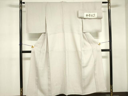 平和屋着物▽柳茶お召　単衣　間道　証紙付き　正絹　逸品　DABE1478op