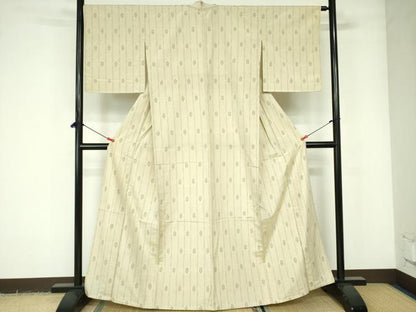 平和屋着物▽上質な紬　単衣　十字絣　正絹　逸品　DABE1479op