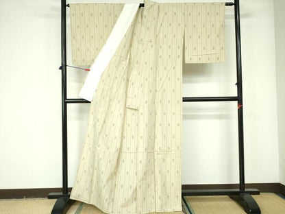 平和屋着物▽上質な紬　単衣　十字絣　正絹　逸品　DABE1479op