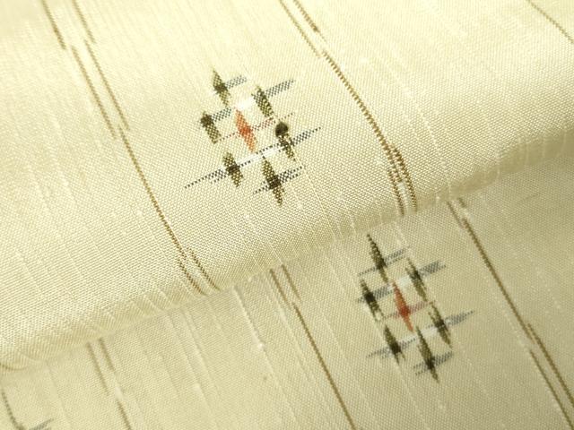 平和屋着物▽上質な紬　単衣　十字絣　正絹　逸品　DABE1479op