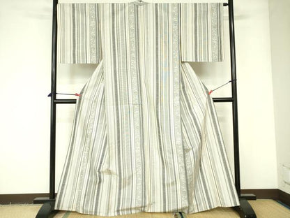 平和屋着物▽上質な紬 　単衣　 花間道　正絹　逸品　未使用　DABE1481op
