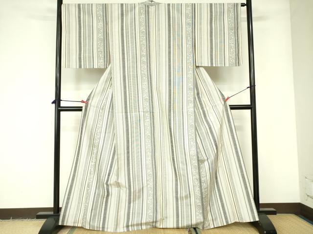 平和屋着物▽上質な紬 　単衣　 花間道　正絹　逸品　未使用　DABE1481op