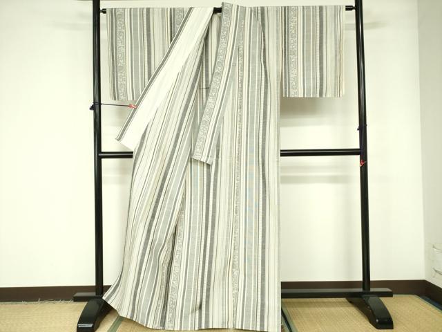 平和屋着物▽上質な紬 　単衣　 花間道　正絹　逸品　未使用　DABE1481op
