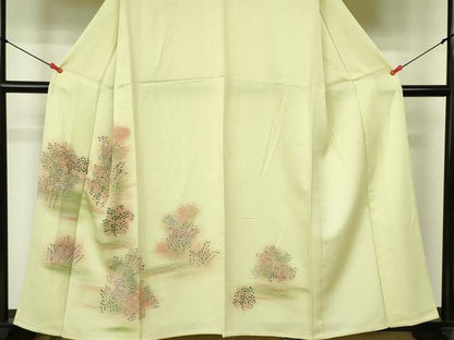 平和屋着物▽訪問着　単衣　草花文　暈し染め　正絹　逸品　DABE1482op