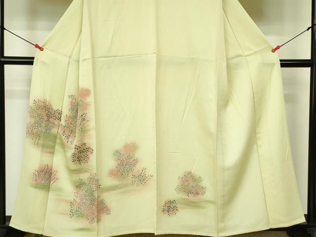 平和屋着物▽訪問着　単衣　草花文　暈し染め　正絹　逸品　DABE1482op
