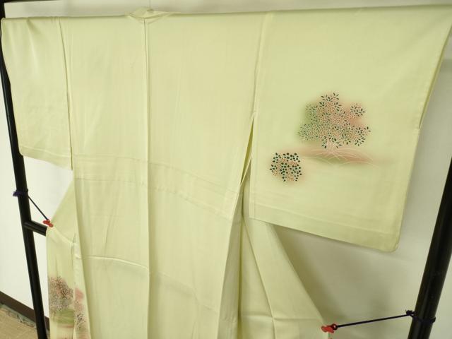 平和屋着物▽訪問着　単衣　草花文　暈し染め　正絹　逸品　DABE1482op