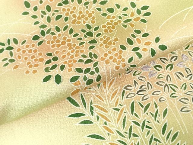 平和屋着物▽訪問着　単衣　草花文　暈し染め　正絹　逸品　DABE1482op