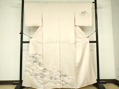 平和屋着物▽訪問着　単衣　手描き　風景文　正絹　逸品　DABE1484op