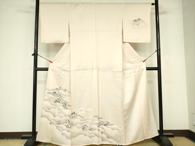 平和屋着物▽訪問着　単衣　手描き　風景文　正絹　逸品　DABE1484op