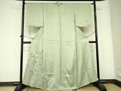 平和屋着物▽訪問着　単衣　草花文　金彩　正絹　逸品　DABE1485op