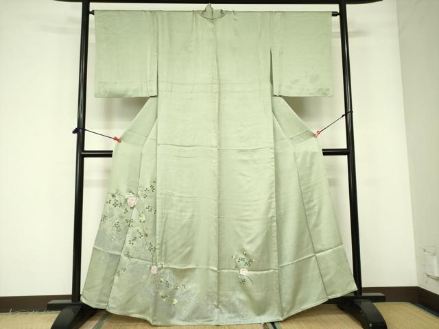 平和屋着物▽訪問着　単衣　草花文　金彩　正絹　逸品　DABE1485op