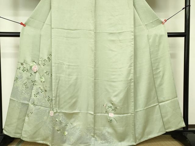 平和屋着物▽訪問着　単衣　草花文　金彩　正絹　逸品　DABE1485op