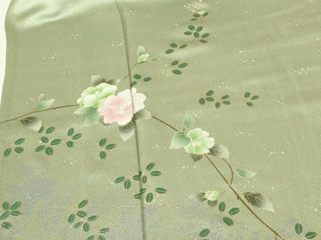 平和屋着物▽訪問着　単衣　草花文　金彩　正絹　逸品　DABE1485op