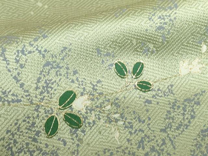 平和屋着物▽訪問着　単衣　草花文　金彩　正絹　逸品　DABE1485op