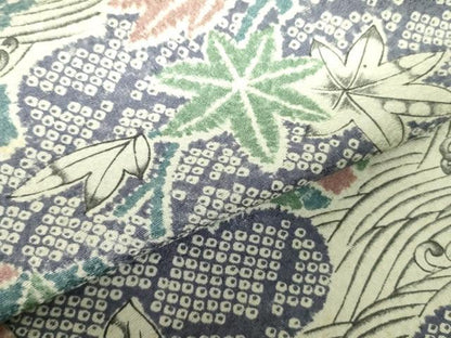 平和屋着物▽上質な小紋　単衣　流水花文　正絹　逸品　DABE1487op