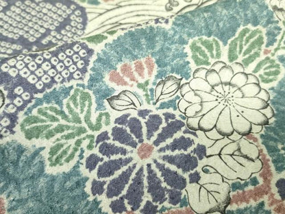 平和屋着物▽上質な小紋　単衣　流水花文　正絹　逸品　DABE1487op