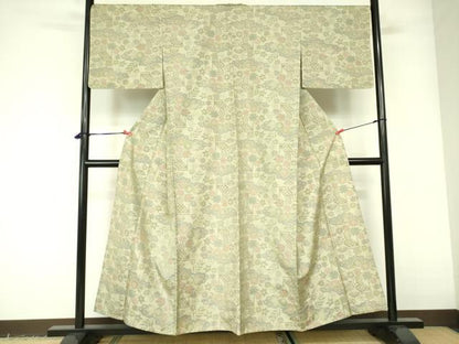 平和屋着物▽本場大島紬　単衣　7マルキ　風景花文　正絹　逸品　DABE1488op