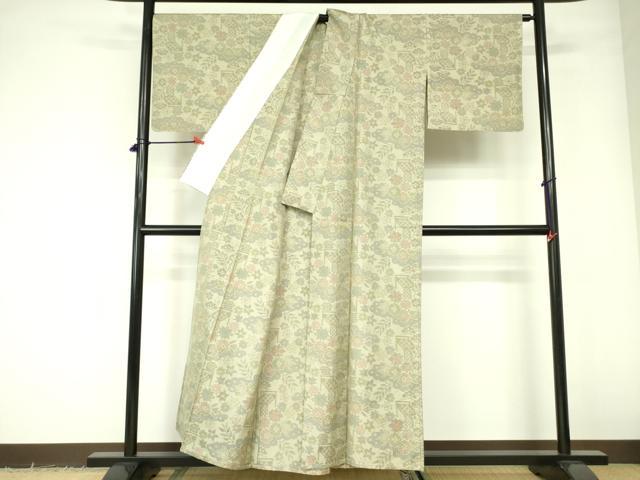 平和屋着物▽本場大島紬　単衣　7マルキ　風景花文　正絹　逸品　DABE1488op