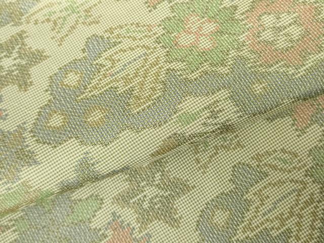 平和屋着物▽本場大島紬　単衣　7マルキ　風景花文　正絹　逸品　DABE1488op