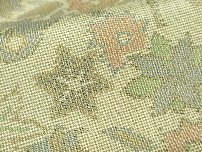 平和屋着物▽本場大島紬　単衣　7マルキ　風景花文　正絹　逸品　DABE1488op