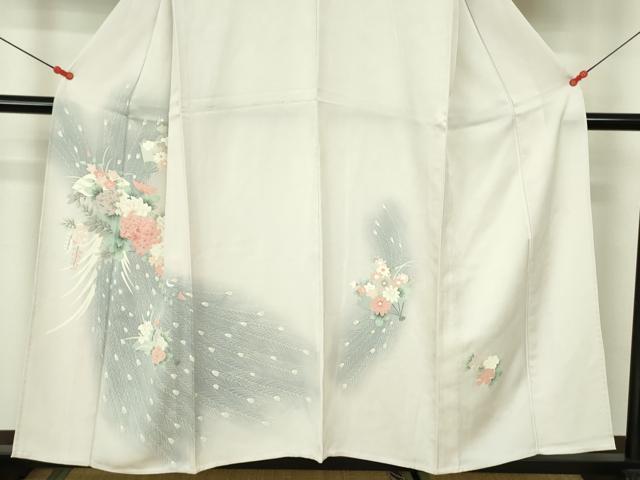 平和屋着物▽訪問着　単衣　芝花羽根文　暈し染め　正絹　逸品　DABE1492op