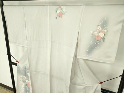 平和屋着物▽訪問着　単衣　芝花羽根文　暈し染め　正絹　逸品　DABE1492op