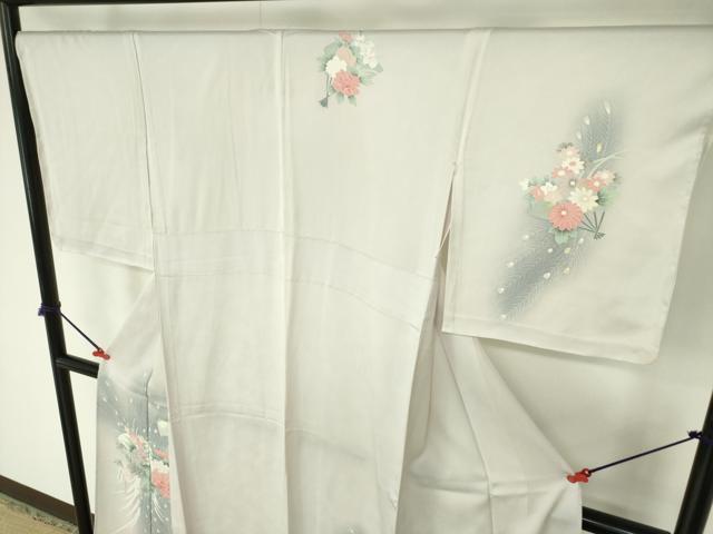 平和屋着物▽訪問着　単衣　芝花羽根文　暈し染め　正絹　逸品　DABE1492op
