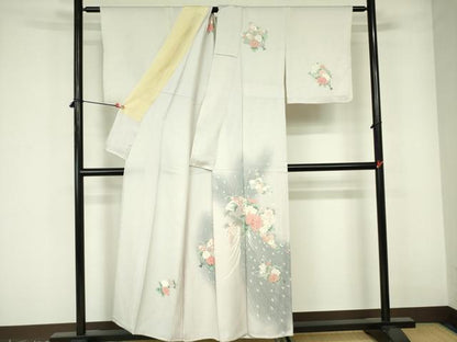 平和屋着物▽訪問着　単衣　芝花羽根文　暈し染め　正絹　逸品　DABE1492op