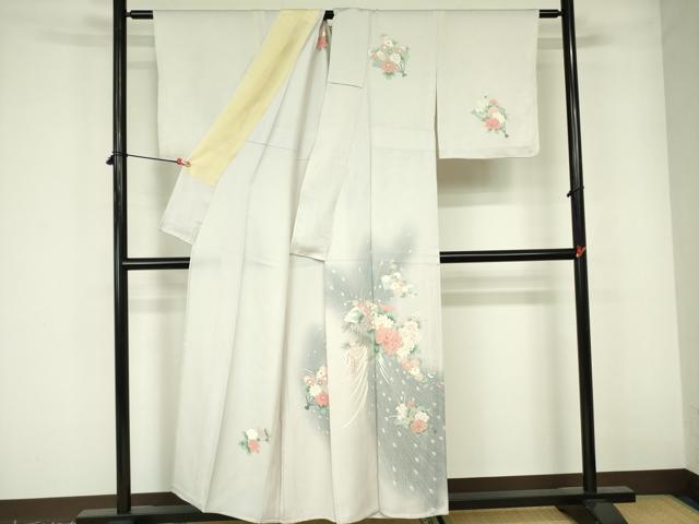 平和屋着物▽訪問着　単衣　芝花羽根文　暈し染め　正絹　逸品　DABE1492op