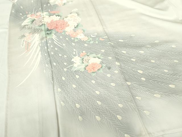 平和屋着物▽訪問着　単衣　芝花羽根文　暈し染め　正絹　逸品　DABE1492op