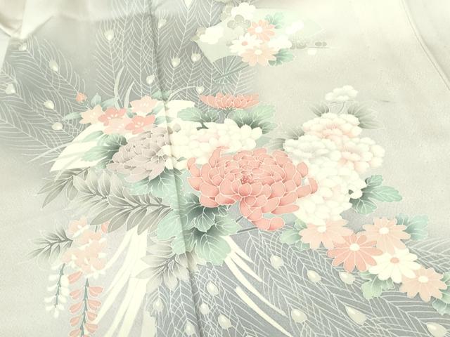平和屋着物▽訪問着　単衣　芝花羽根文　暈し染め　正絹　逸品　DABE1492op