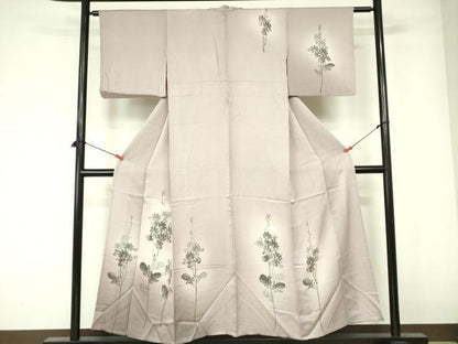 平和屋着物▽訪問着　単衣　手描き　芝花文　暈し染め　正絹　逸品　DABE1493op