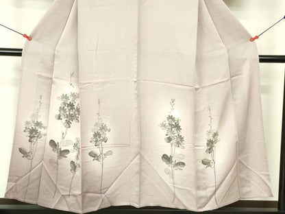 平和屋着物▽訪問着　単衣　手描き　芝花文　暈し染め　正絹　逸品　DABE1493op