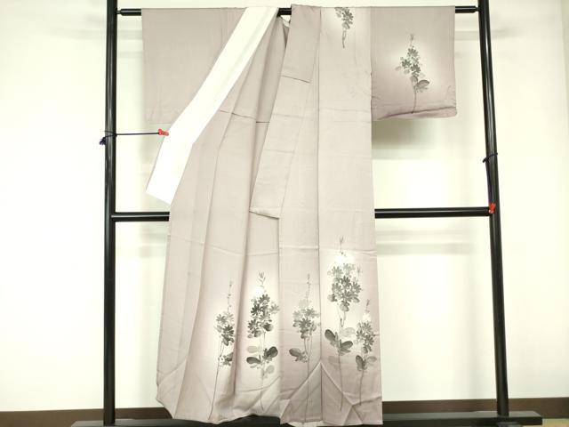 平和屋着物▽訪問着　単衣　手描き　芝花文　暈し染め　正絹　逸品　DABE1493op