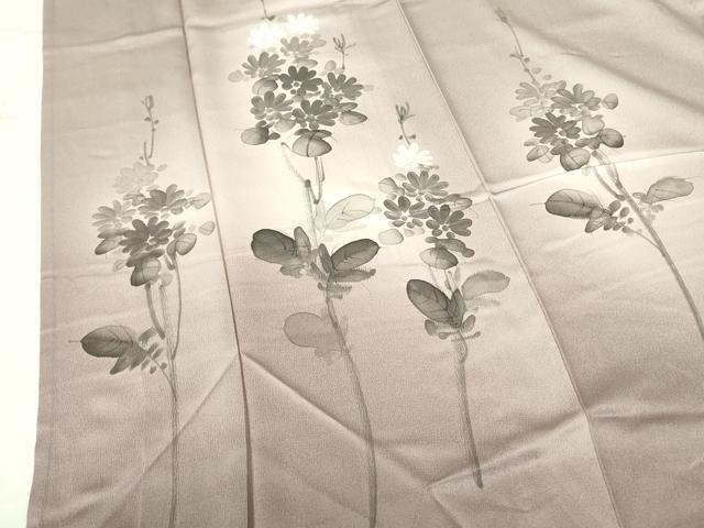 平和屋着物▽訪問着　単衣　手描き　芝花文　暈し染め　正絹　逸品　DABE1493op