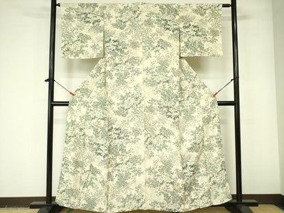 平和屋着物▽上質な小紋　単衣　芝花文　正絹　逸品　DABE1495op