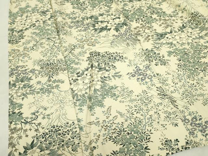 平和屋着物▽上質な小紋　単衣　芝花文　正絹　逸品　DABE1495op