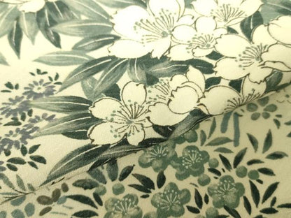 平和屋着物▽上質な小紋　単衣　芝花文　正絹　逸品　DABE1495op