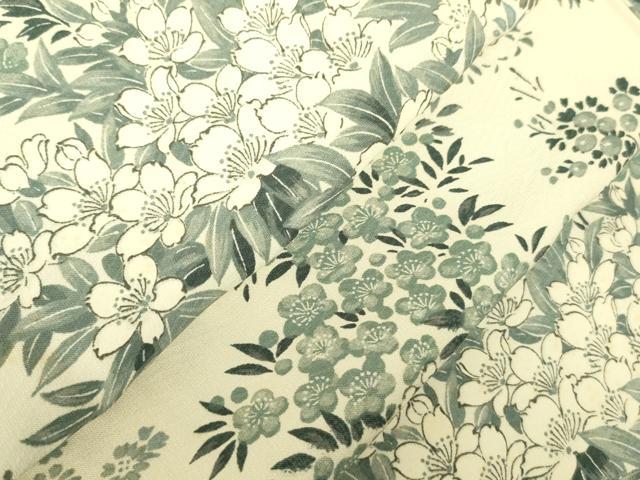 平和屋着物▽上質な小紋　単衣　芝花文　正絹　逸品　DABE1495op