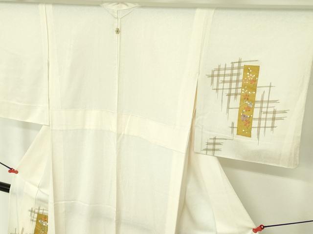 平和屋着物▽訪問着　単衣　刺繍　短冊花文　金彩　正絹　逸品　DABE1496op