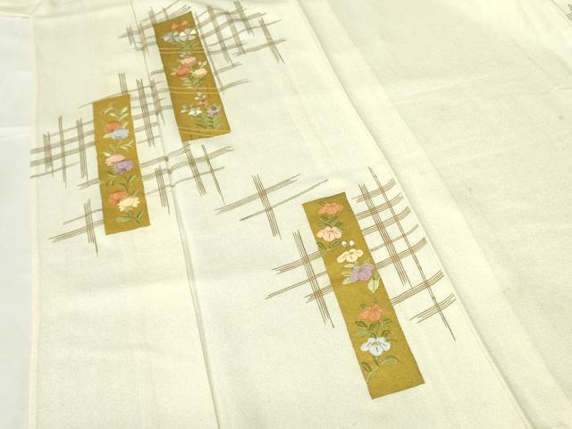 平和屋着物▽訪問着　単衣　刺繍　短冊花文　金彩　正絹　逸品　DABE1496op