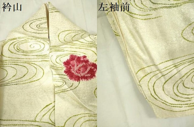 平和屋着物▽上質な小紋　単衣　絞り　流水花文　正絹　逸品　DABE1499op